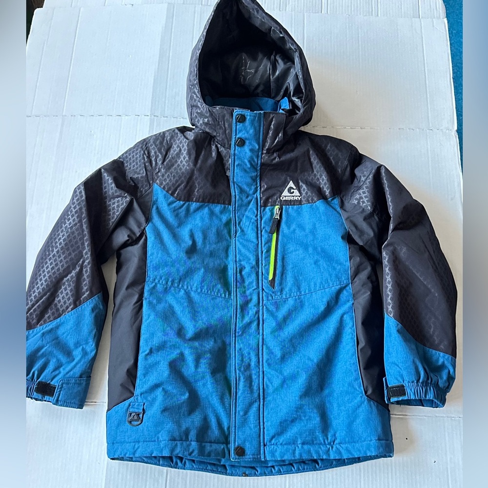 Gerry Ski Jacket Youth Boys M-10/12 Blue Full Zip Hooded Winter Snowboard Coat
